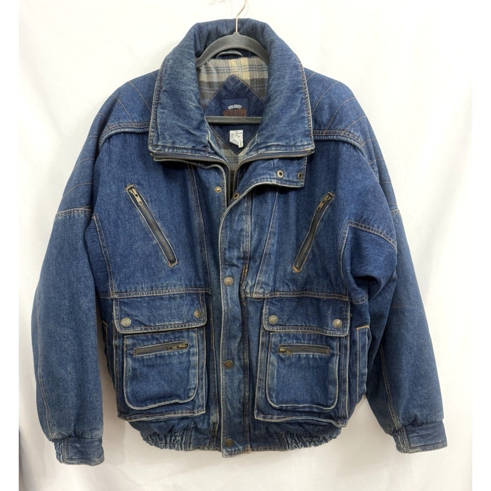 VTG Saugatuck Dry Goods 90s Denim Heavy Trucker Bomber Jacket Mens Size M